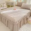 Falda de Cama de Algodón Puro de Verano Cubrecama de una Pieza Todo Algodón Protector de Colchón a Prueba de Polvo 1.5m 1.8m Sábana Antideslizante Juego de Cama