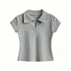 Camiseta Polo de Verão 230g Manga Curta Slim Fit Ombro Normal Slimming Malha 1x1 Canelada Manga Curta Lantejoulas Comércio Exterior