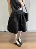 Falda Blanca A-line de Encaje Patchwork con Cinturilla Ancha Awecoat 2026 Verano Nueva Adelgazante de Color Sólido para Mujer