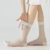Nuevos Calcetines de Malla de Seda de Morera Transpirables Sin Costuras Ultradelgados de Caña Media Estilo Miu Calcetines Holgados Estilo Ballet para Primavera y Verano
