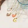 Collar de Joyería Transfronterizo, Collar de Cadena para Clavícula con Corazón de Goteo de Aceite Colorido, Accesorio de Cadena para Clavícula de Moda con Diseño de Nicho