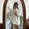 Chaqueta Suéter Holgada Casual Estilo Perezoso para Mujer 2024 Otoño e Invierno Nuevo Talla Grande Cuello Redondo Suave Ceroso Tejido Cárdigan Top