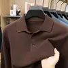 Nueva Camisa Polo de Manga Larga para Hombre de Primavera y Otoño, Cuello Camisero, Camisa Base de Punto Casual de Negocios, Suéter Estilo Old Money para Hombre