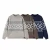 Yidao Vintage Otoño 2026 Nueva Colección: Suéter Tejido Retro con Patrón de Diamantes, Corte Holgado y Relajado, Estilo Pulóver, para Hombre