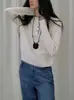 JicoutureI00 Suéter de Punto Trenzado de Lana con Media Cremallera Ropa de Punto para Mujer Otoño Manga Larga Capa Base Ropa Interior