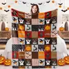 Manta de Halloween Más Vendida Transfronteriza Lujo Ligero Tacto de Alta Gama Gato Negro Calabaza Impresión Digital Manta Decorativa para Mesa de Comedor Venta al por Mayor
