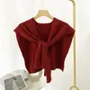 Xale Pequeno de Tricô Xale de Lã Estilo Top Feminino Versátil Gola Falsa Capa Lenço Externo Capa Lenço de Uso Duplo