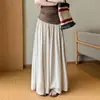 Nuevo estilo de otoño, pantalones-falda plisados de cintura alta elástica con cinturón, de caída fluida y diseño único para mujer