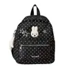 Mochila Estilo Coreano com Bolinhas, Coelho e Estrela Color Block, Mochila Escolar Grande Capacidade para Estudante, Mochila Bonita de Alta Aparência