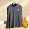 Nova camisa base masculina de outono e inverno, modelagem solta, gola semi-alta, camiseta preta da moda de manga longa com gola média-alta