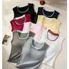 Estilo novo de outono e inverno, tecido escovado, bloco de cores, colete falso de duas peças com gola redonda para mulheres, adequado para usar por dentro ou por fora, com bojos e lindo design nas costas