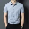 Nos volveremos a ver: Nueva Camisa de Verano para Hombre con Estampado, Manga Corta, Estilo Casual de Negocios, Elástica, Sin Arrugas, Camisa Fina de Seda de Hielo