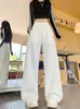 Em Estoque Calça Jogger Feminina Estilo Americano Cintura Alta Draping Perna Larga Outono Inverno Solta Emagrecedora Comprimento Total Esportiva Casual Versátil Calça Longa