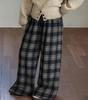 Conjunto de Outono para Meninas 2025 Nova Moda Estilo Coreano Calça de Perna Larga Xadrez Conjunto para o Início do Outono para Meninas Mais Velhas