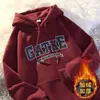 Sudadera con capucha de peso pesado americana para hombre Otoño e Invierno Forrada de vellón Engrosada Suelta Sobredimensionada para Pareja Casual Deportiva