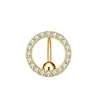 Piercing de Umbigo de Cobre Inlaid com Zircônia Redonda Simples Barra Curva Vazada de Zircônia Ringue de Barriga Fornecedor de Piercing Transfronteiriço Amazon