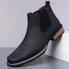 Botines Chelsea bordados de fábrica para hombre talla grande tacón bajo comercio exterior botas de hombre en stock venta al por mayor botas de cuero