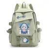 Mochila de Desenho Animado Anime Tubarão Gawr Gura para Meninos Meninas Alunos do Ensino Fundamental e Médio Mochila Escolar Casual de Grande Capacidade