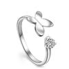 Anillo de Mariposa de Diamantes Individuales Incrustados Estilo Chanel Pequeño de Moda Anillo Abierto para Dedo para Mujer Joyería de Fábrica al por Mayor