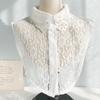 Cuello falso de encaje de flores, estilo coreano, combina con todo, cuello de camisa profesional para mujer, negro, otoño e invierno, cuello falso decorativo, blanco, invierno