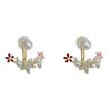 Brincos Flor de Zircônia Pérola Franceses Doces Dupla Face Elegantes Leve Luxo Design Versátil Acessórios de Orelha