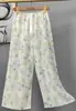 Pantalones de pijama de algodón para mujer, verano, finos, estampados, casuales, de pierna ancha, pueden usar mujeres embarazadas, comercio exterior, pantalones de talla grande