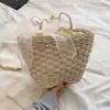 Bolsa de Palha Trançada de Nicho, Bolsa de Rattan Estilo Francês, Bolsa de Praia, Bolsa de Ombro Versátil Casual para o Dia a Dia, Bolsa Saco Simples para Viagem