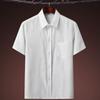 Camisa de manga corta con solapa de talla grande para hombres de mediana edad y ancianos, top casual para papá, camisa de estilo chino de verano para abuelo, delgada