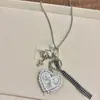 Collar con Espejo y Lazo de Encaje en Forma de Corazón Estilo Ins para Mujer, Cadena Versátil Dulce y Fresca para la Clavícula, Cadena de Suéter de Gama Alta de Nicho