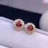 Pendientes de Turmalina Pura Natural Plata de Ley S925 Tecnología de Incrustación El Cristal Está Limpio, el Color Es Bueno y el Color Fuego Es Bueno,