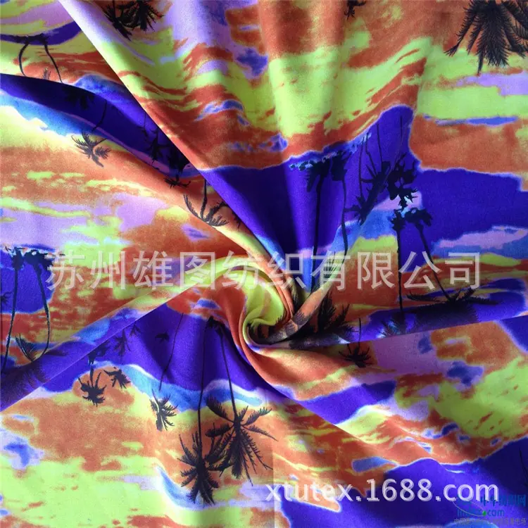 缎纹桃皮绒印花