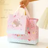 Bolsa de regalo rosa con diseño de estrella y conejito, linda y dulce, diseño de dibujos animados con una ventana, hecha de cartulina blanca gruesa y transparente, perfecta para cumpleaños y festividades.