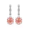Pendientes de Corte Rosa Más Vendidos en Tiktok Chapados en Oro Real y Diamantes de Alto Carbono, Ganchos Dinámicos para Oreja, Accesorios para Orejas, Transmisión en Vivo, Dropshipping Transfronterizo