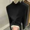 Camiseta base de terciopelo alemán suave y pegajosa de cuello alto para mujer, nueva otoño/invierno, efecto de dos piezas, camiseta interior de color liso, tacto de alta gama, top con bloques de color