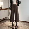Calça de maternidade, novo estilo outono e inverno, calça pantalona com punho, cintura alta, suporte para a barriga, disfarça imediatamente o edema, calça casual de lã emagrecedora para uso ao ar livre