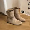 Botas Velour da Moda com Bico Fino para Mulheres, Outono Retro Diárias de Cano Médio Versáteis Botas Martin com Aumento de Altura Oculto Botas da Moda