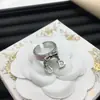 Anillo Ajustable Dior/Dior Best-Seller Transfronterizo Letra Cd para Mujer, Anillo Abierto de Latón Vintage Abeja Lujo Ligero Europeo y Americano
