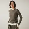 ¡Lleno de Emoción! Suéter Casual de Cachemir Sintético para Mujer, Dos Piezas Falsas, Cuello Redondo, Bloques de Color, Holgado