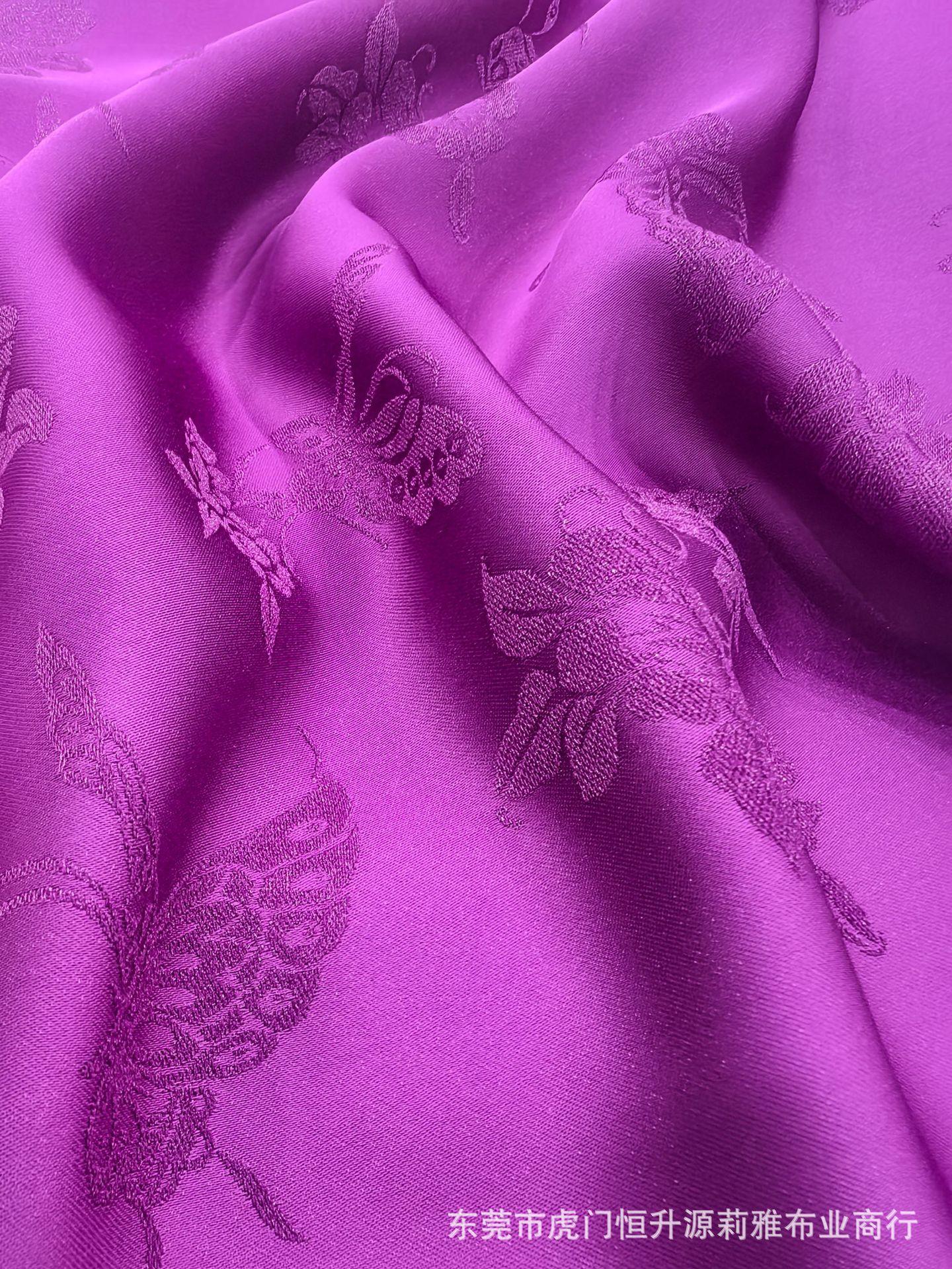 新款钻石丝提花面料 亮丝蝴蝶提花布 潮流国风旗袍连