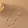 Ins Celebridade da Internet Estilo Europeu e Americano Simples Corrente Lisa de Aço Titânio para Mulheres Banhado a Ouro 18K Corrente Fina Colar Versátil Básico Joias