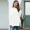 Ruien 2021 Amazon eBay Nueva Camiseta de Manga Larga Casual de Color Sólido con Costuras para Mujer Europea y Americana 1603