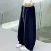Calça Wide Leg Nova para Meninas Outono/Inverno 2026 com Strass, Calça de Moletom Casual Infantil, Calça Esportiva Solta com Cordão para Crianças Maiores