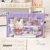Estuche Triangular Transparente Estilo Coreano Moka de Gran Capacidad para Estudiantes, Bolsa de Almacenamiento Triangular de Papelería de Alto Valor para el Inicio de Clases