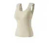 Ropa interior térmica tipo chaleco para mujer con hombros acolchados y forro polar, con soporte para el hombro en ángulo recto, cachemir invisible sin costuras con almohadilla en el pecho, versión de corte ajustado