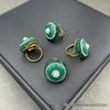 Anel de calcedônia verde natural com diamante tcheco, moda personalidade, anel com incrustação de jade, fornecimento transfronteiriço, atacado