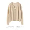 Tricô Clássico Outono e Inverno Novo Estilo 100% Caxemira Pura Tricô Feminino Gola Tesoura Modelagem Solta Emagrecedora Top Básico Quente