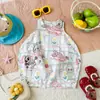 Falda de Algodón para Niñas, Elegante y Transpirable, Vestido Falda con Chaleco de Princesa Floral Nuevo de Verano para Niños
