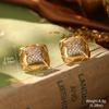 Estilo de corte europeo y americano oro ruso nicho nuevos aretes medievales borla perla diseño ojo de tigre aretes de alta gama