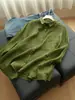 Qiaomi STUDIO Transparente 100 Hilos de Alta Calidad Ramio Delgado para Mujer Manga Larga Cardigan Holgado Estilo Otoño