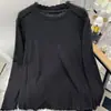 Camisa Básica Lisa para Mulheres Plus Size com Bordas Franzidas, Camiseta de Manga Longa, Gola Redonda, Nova Blusa Quente de Primavera